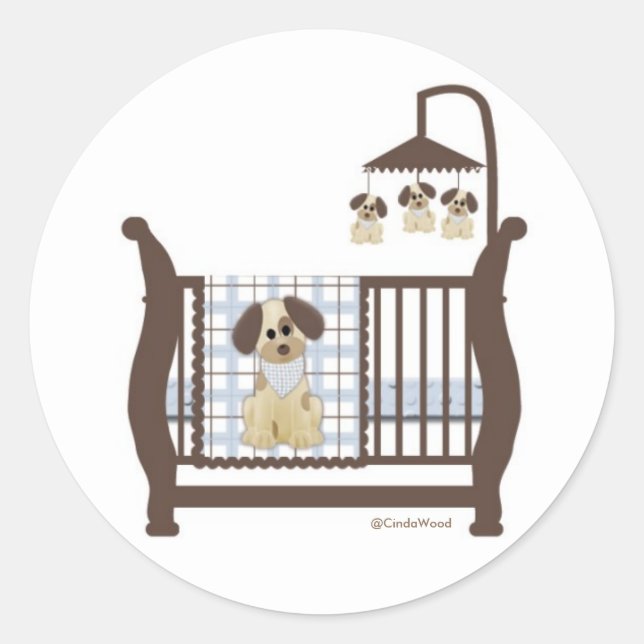 Babybett-Aufkleber Runder Aufkleber (Vorderseite)