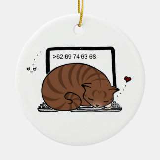 Babybett für Laptops (Brauner Tabby) Keramik Ornament