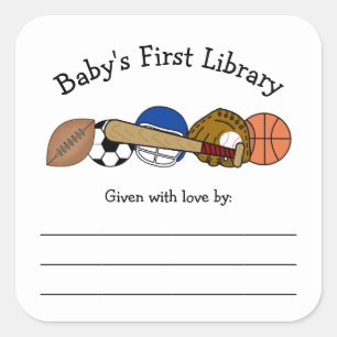 Babybibliothek, Kinderbuchaufkleber Quadratischer Aufkleber