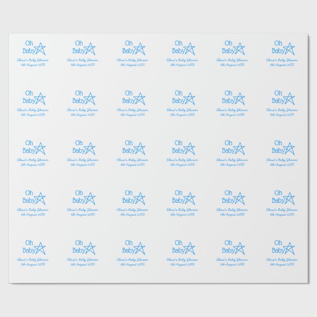 Babyblau-Babydusche - Name der Vergangenheit Geschenkpapier (Flach)