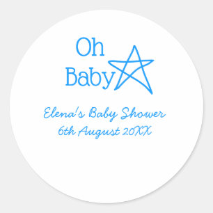 Babyblau-Babydusche - Name der Vergangenheit Runder Aufkleber