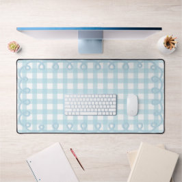 Babyblau gewellte Gingham-Einfassung Schreibtischunterlage