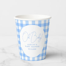 Babyblau-Gingham-personalisierte Babydusche