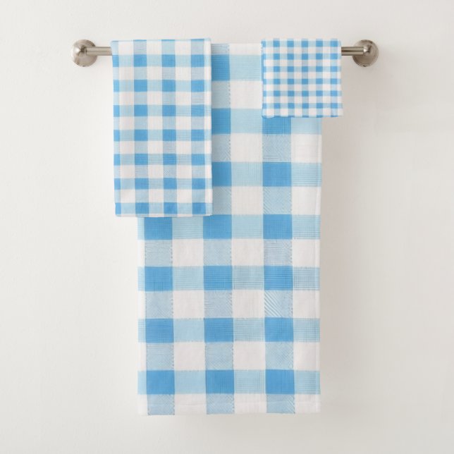 Babyblau kariert badhandtuch set (Insitu)
