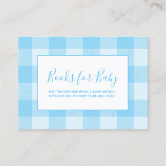 Babyblau kariert Gingham Bücher für Baby Begleitkarte