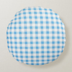 Babyblau kariert rundes kissen