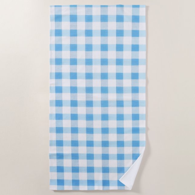 Babyblau kariert strandtuch (Vorderseite)
