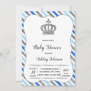 Babyblau und silberne Babyparty-Einladung Einladung