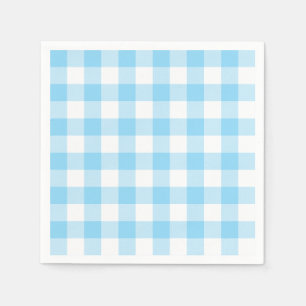 Babyblau und weiß kariert Gingham Serviette