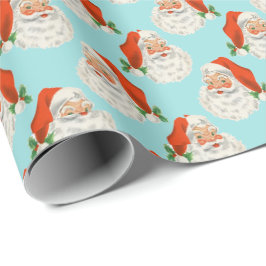 Babyblau | Vintages Weihnachtswackelpapier Geschenkpapier