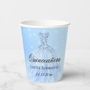 Babyblaue Quinceanera Pappbecher