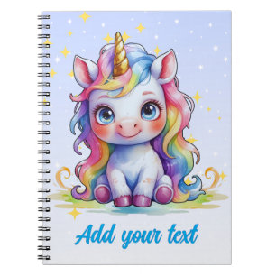 Babyblaues Einhorn-Notizbuch – Benutzerdefinierter Notizblock