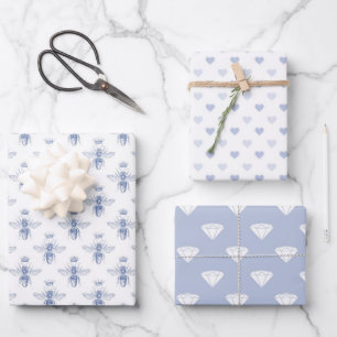 Babyblaues Muster Geschenkpapier Set