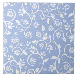Babyblaues und weißes Blumenmuster Fliese