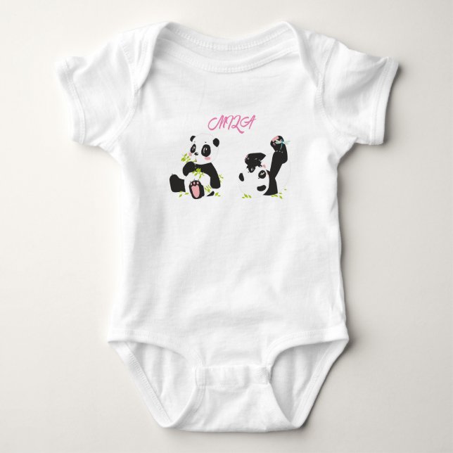 Babybodyanzug mit niedlichen Pandas Baby Strampler (Vorderseite)