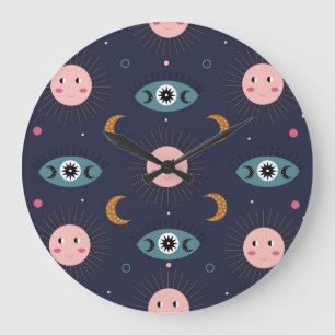 Babyboho, hippie chic Muster. Große Wanduhr