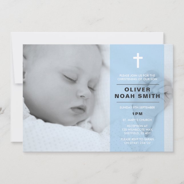 Babyboy Christening/Taufe Einladung (Vorderseite)