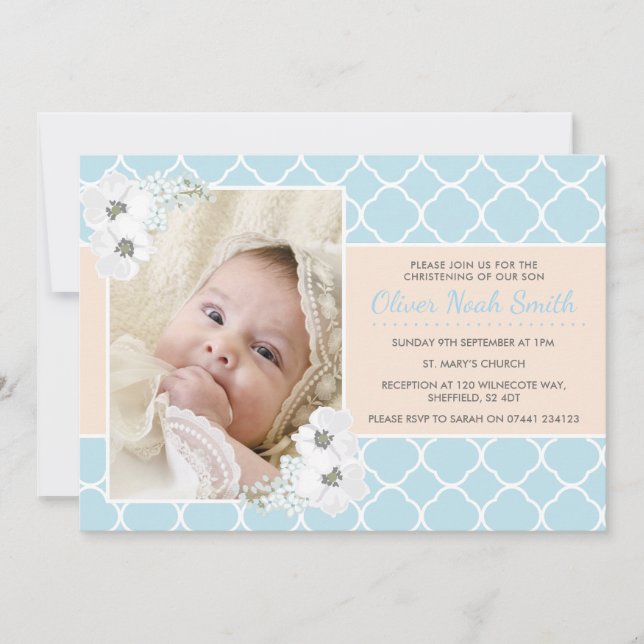 Babyboy Christening/Taufe Einladung (Vorderseite)