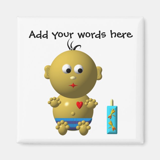 Babyboy mit Herz und 1 Flasche Magnet (Vorne)