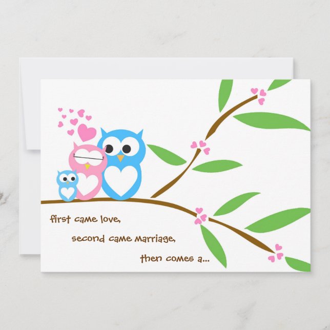 Babyboy Owl Babydusche Einladung (Vorderseite)