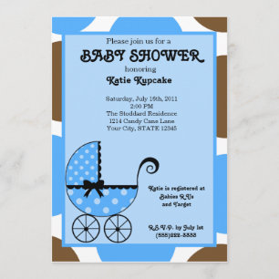 Babyboy Polka Dot Stroller Kinderdusche Einladung