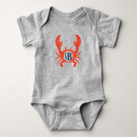 Babyboys Watercolor Crab Monogram Circle