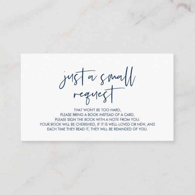 Babybücher, Modernes Minimalistisches Navy Blue Begleitkarte (Vorderseite)