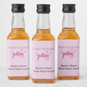 Babycreme-Babydusche bevorzugt Pink Mini Alkoholflaschenetikett