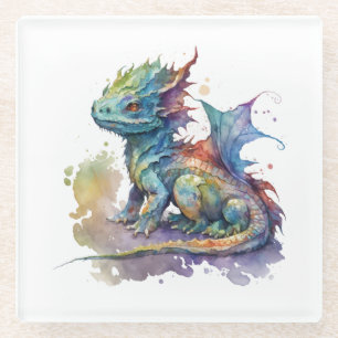 Babydrache mit Wasserfarbe, skurriler Untersetzer