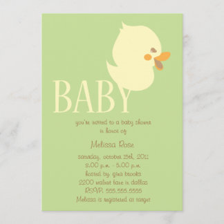 Babyduckling mit grüner Babydusche lädt ein Einladung