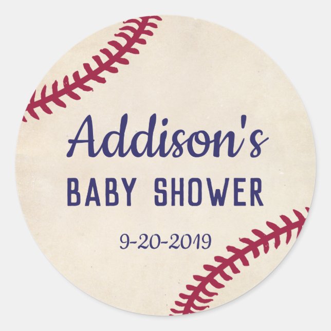 Babyduschaufkleber für Baseball, Kreis Runder Aufkleber (Vorderseite)