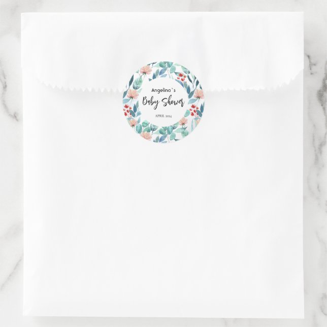 Babyduschaufkleber mit niedlichem Design. Runder Aufkleber (Tasche)