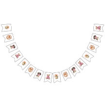 Babyduschbanner mit rosa Bogen und Babytieren
