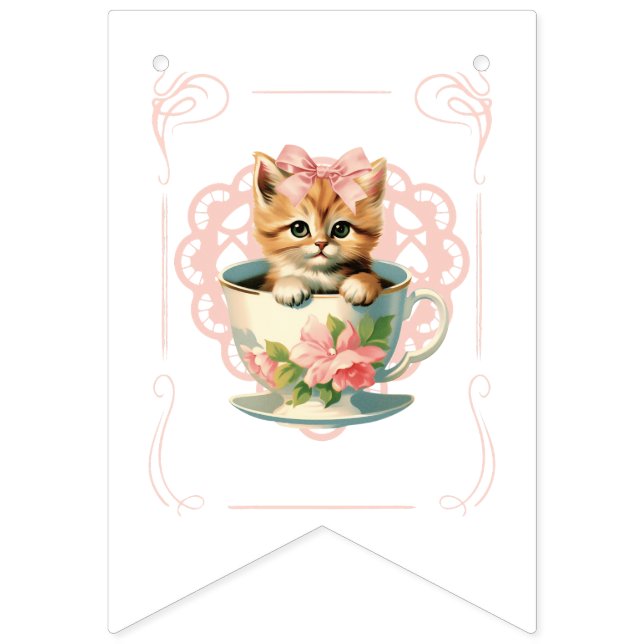 Babyduschbanner mit rosa Bogen und Babytieren Wimpelkette (Fünfte Fahne)