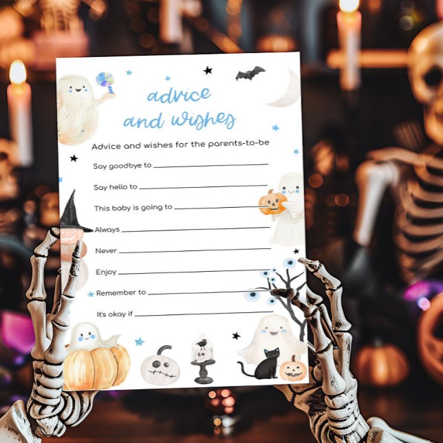 Babyduschberatung für Junge Halloween und Wunschsp (A Little Boo Baby Shower Advice and Wishes Game)