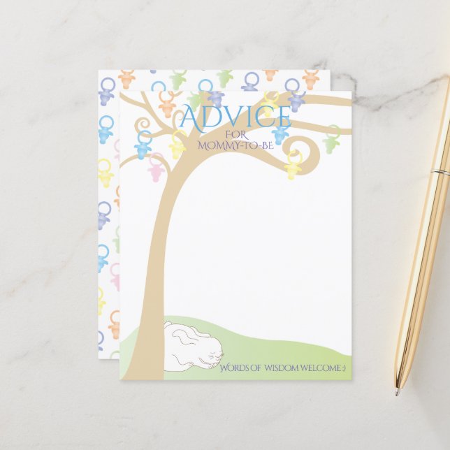 Babyduschberatungskarte Paci Bunny (Vorderseite/Rückseite Beispiel)