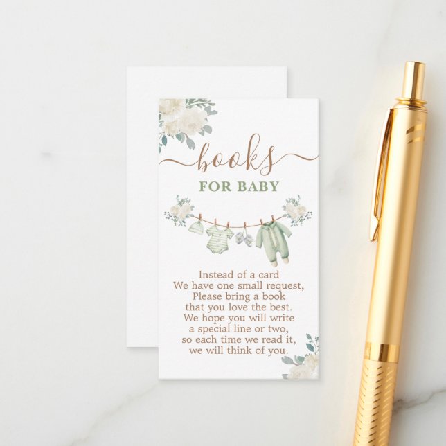 Babyduschbücher für Baby Begleitkarte (Vorderseite/Rückseite Beispiel)