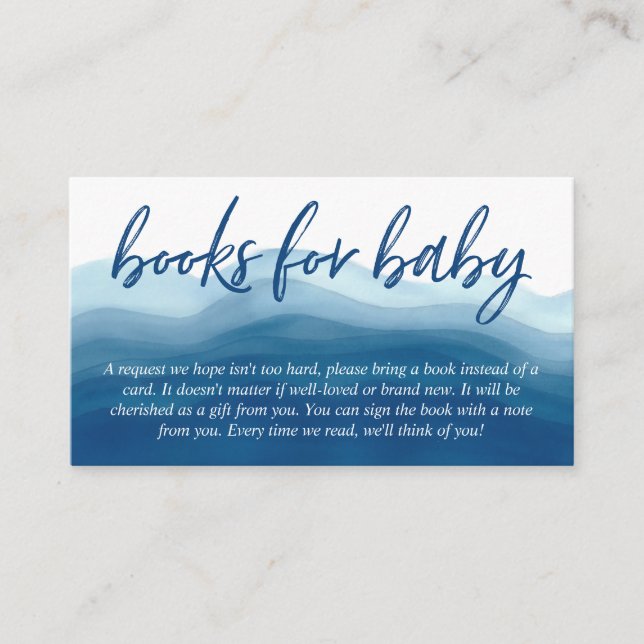 Babyduschbücher für Baby Blue Watercolor Ombre Begleitkarte (Vorderseite)