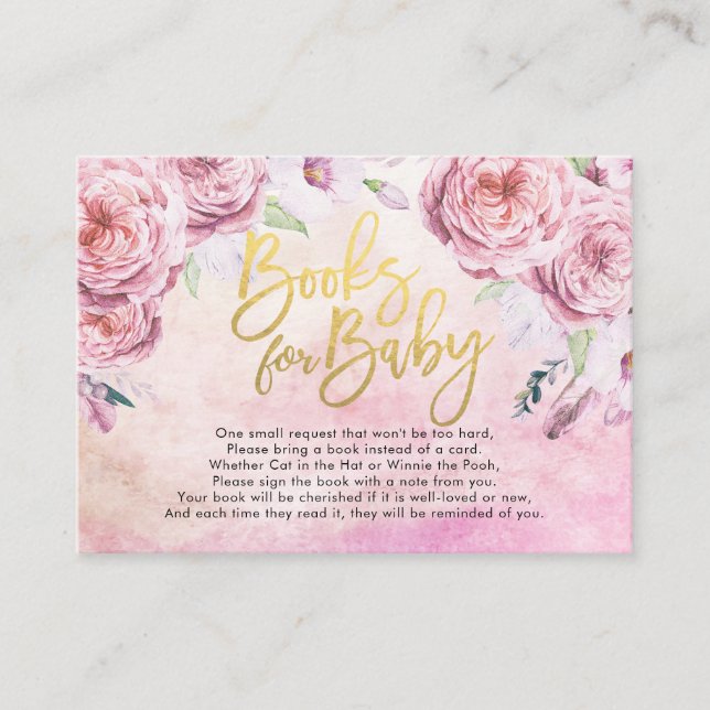 Babyduschbücher für Baby / Buchanfrage mitbringen Begleitkarte (Vorderseite)