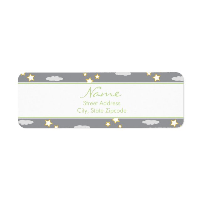 Babydusche-Adressetikett Moon and Stars (Vorne)
