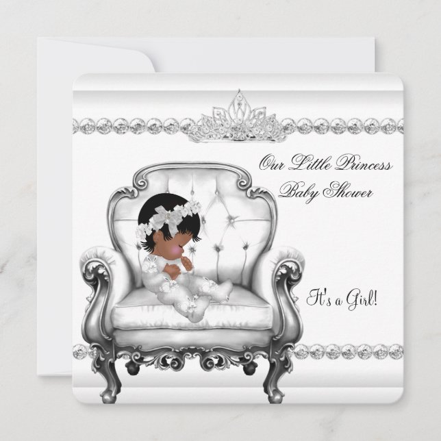 Babydusche, afrikanische Prinzessin Girl Chair Einladung (Vorderseite)