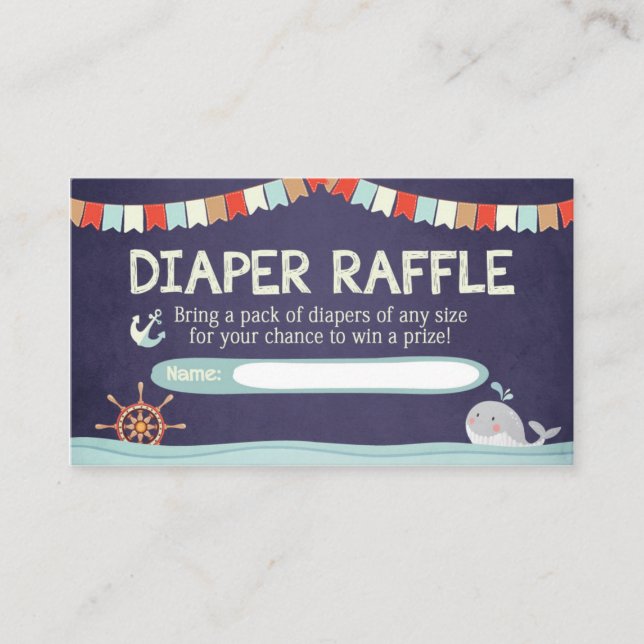 Babydusche Ahoy Es ist eine Boy Diaper Raffle Begleitkarte (Vorderseite)