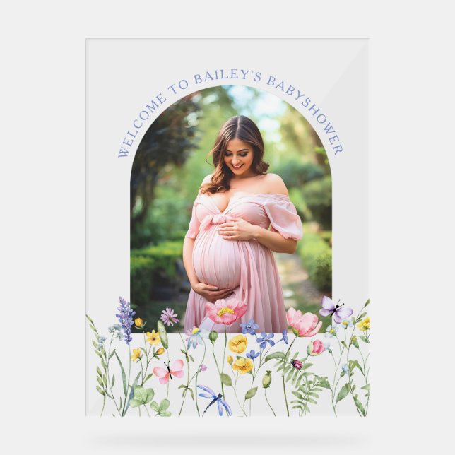 Babydusche Akryllische Wildblume Acrylschild (Vorderseite)