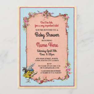 Babydusche Alice Wonderland Rabbit Party Einladung