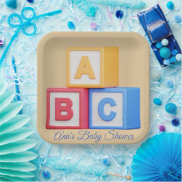 Babydusche - Alphabet Blocks Luncheon Pappteller
