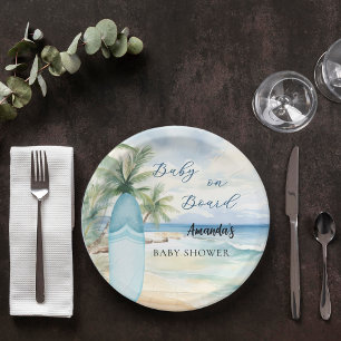 Babydusche an Bord der Surfbretter Pappteller