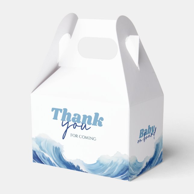 Babydusche an Bord, Surf Baby Dusche Geschenkschachtel (Rückseite)