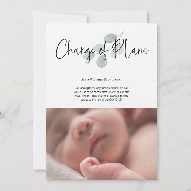 Babydusche Änderung der Pläne Facebook Party Einladung (Vorderseite)