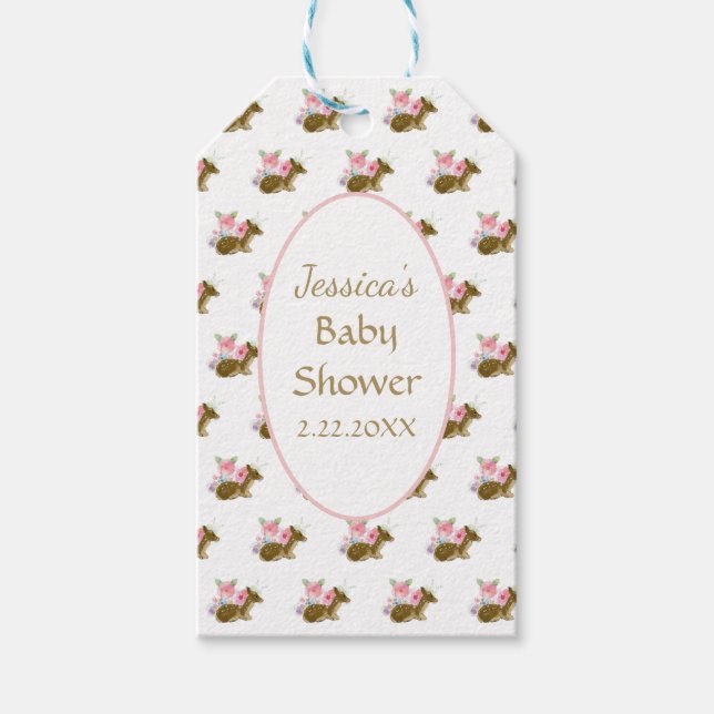 Babydusche Aquarell Floral Boho Gefallen Tag Geschenkanhänger (Vorderseite)