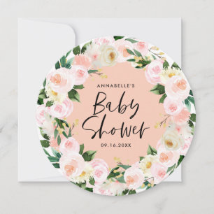 Babydusche Aquarellpfirsich Girl-Blumenschrift